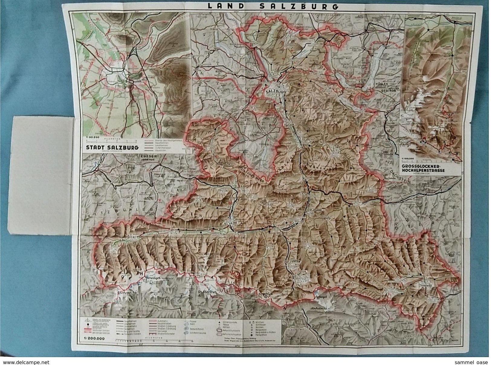 Reliefkarte Salzburger Land - Mit Sonderkarte Großglocknerstrasse / Salzburg - 79 X 68 Cm - Ca.1935 - Maßstab 1:200.000 - Landkarten