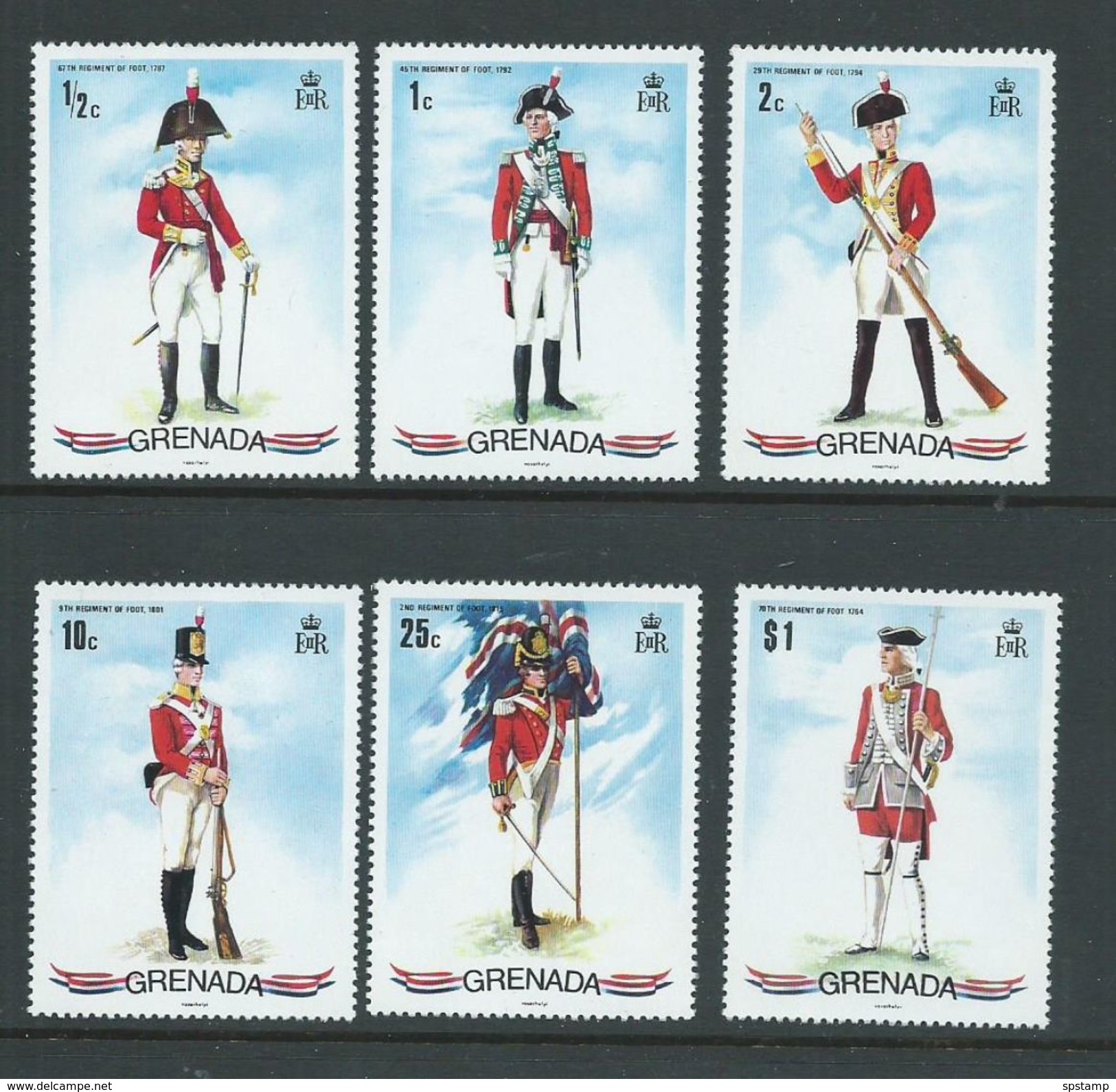 Grenada 1971 Military Uniforms Set Of 6 MNH - Grenada (...-1974)