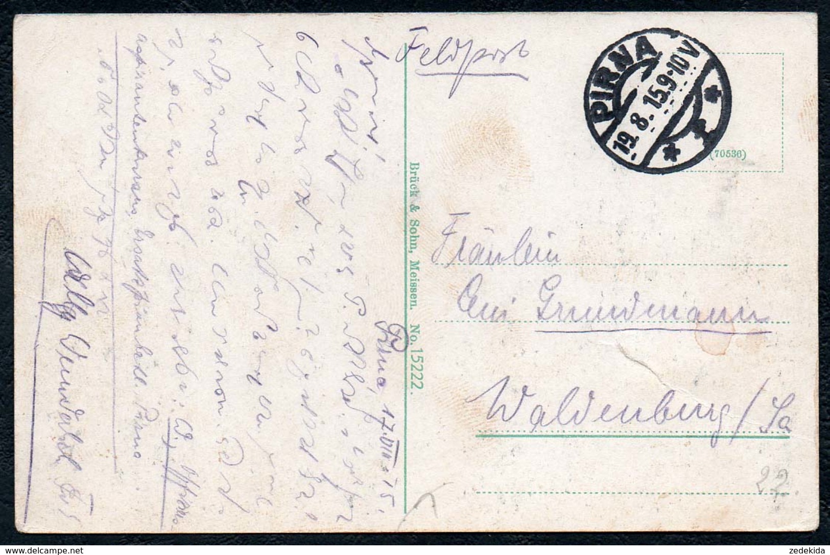 A9806 - Pirna - Blick Vom Sonnenstein - Feldpost 1915 - Brück & Sohn 15222 - Pirna