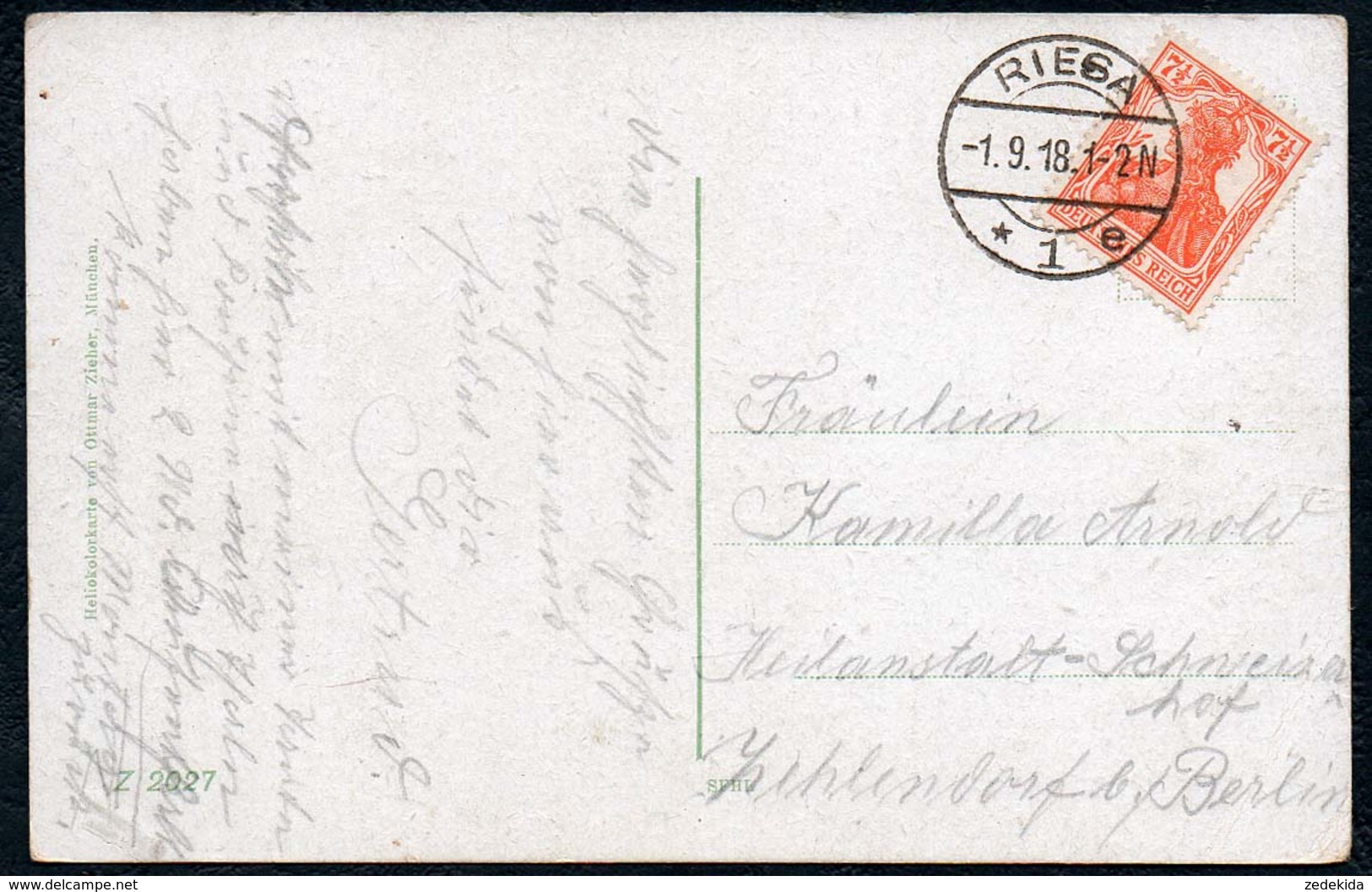 A9823 - Riesa - MBK - Gel 1918 Heliocolorkarte Ottmar Zieher - Riesa