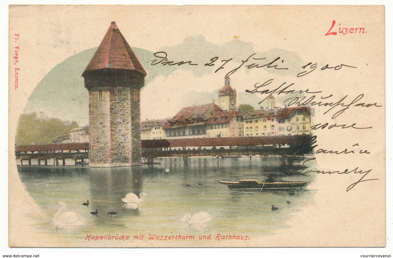 CPA - SUISSE - LUCERNE (Luzern) - Kappelbrücke Mit Wasserthurm Und Rathaus - Lucerne