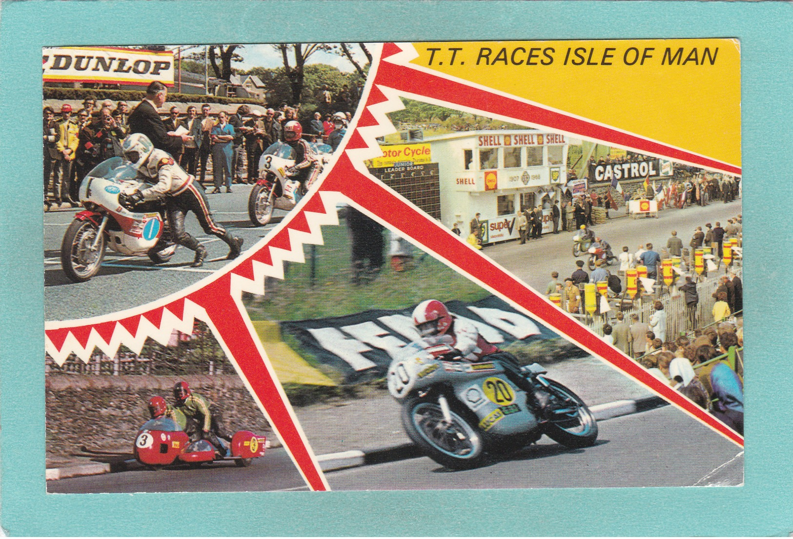 Small Modern Multi View Postcard Of T.T.Races,Isle Of Man.V51. - Isle Of Man