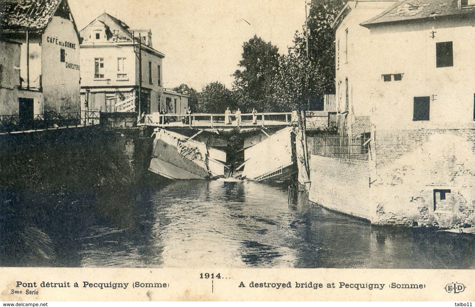 80 - Picquigny ( Pecquigny Sur La Carte) - Pont Détruit - Au Dos  Tampon Du Dépot Des éclopés De Provins - Picquigny