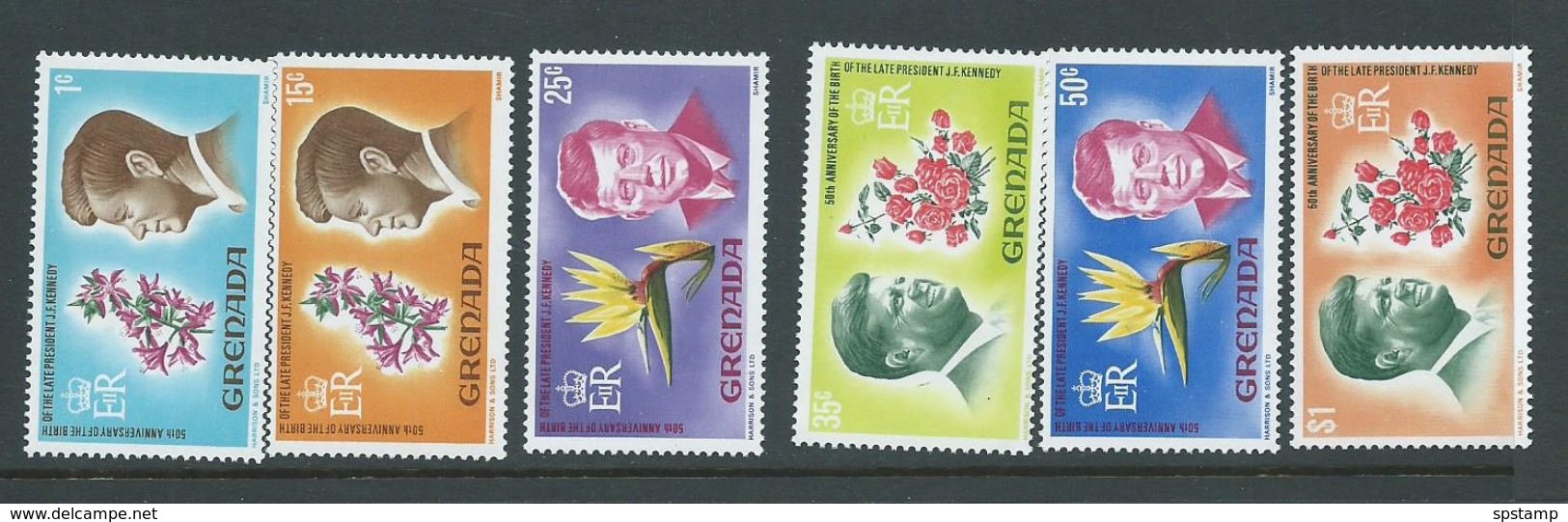 Grenada 1967 President Kennedy Flower Set Of 6 MNH - Grenada (...-1974)