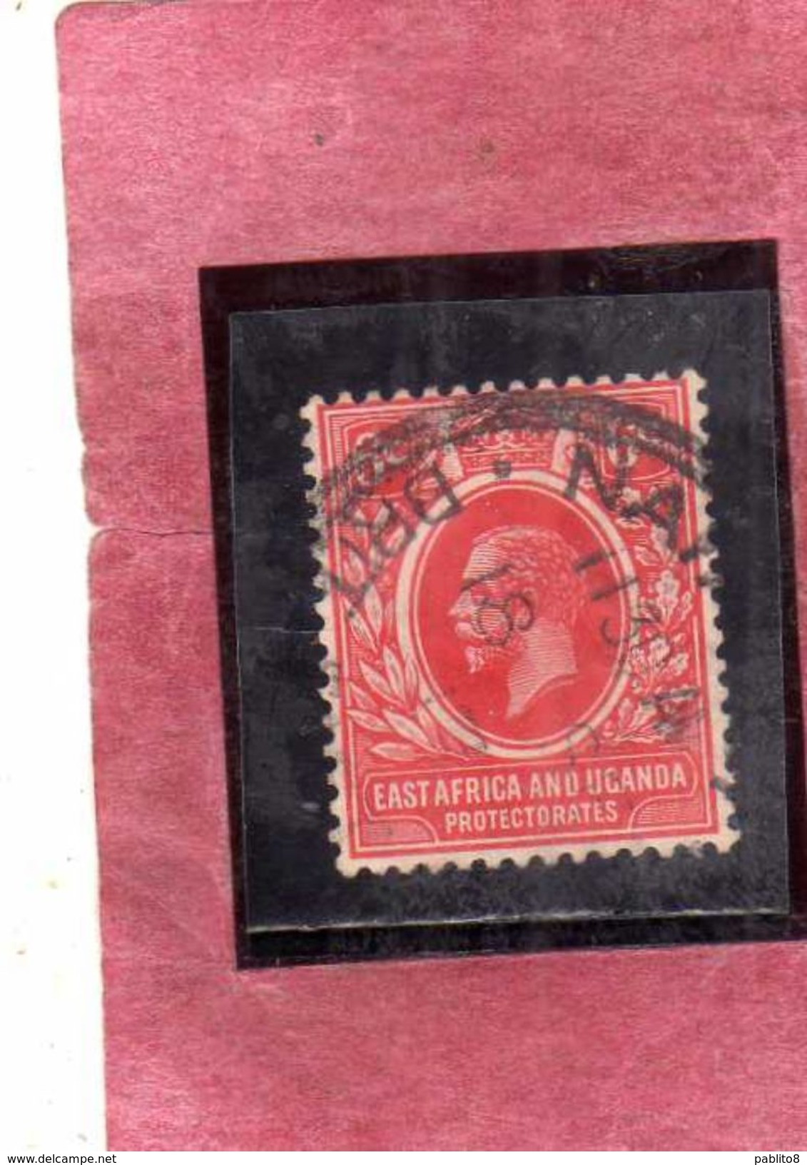 EAST AFRICA ORIENTALE & UGANDA PROTECTORATES 1912 1918 KING GEORGE V RE GIORGIO CENT. 6c USATO USED OBLITERE' - Protectorados De África Oriental Y Uganda