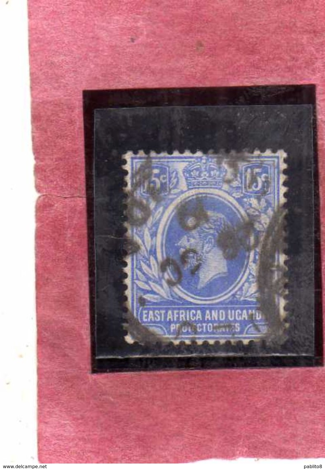 EAST AFRICA ORIENTALE & UGANDA PROTECTORATES 1912 1918 KING EDWARD VII RE EDOARDO CENT. 15c USATO USED OBLITERE' - Protectoraten Van Oost-Afrika En Van Oeganda