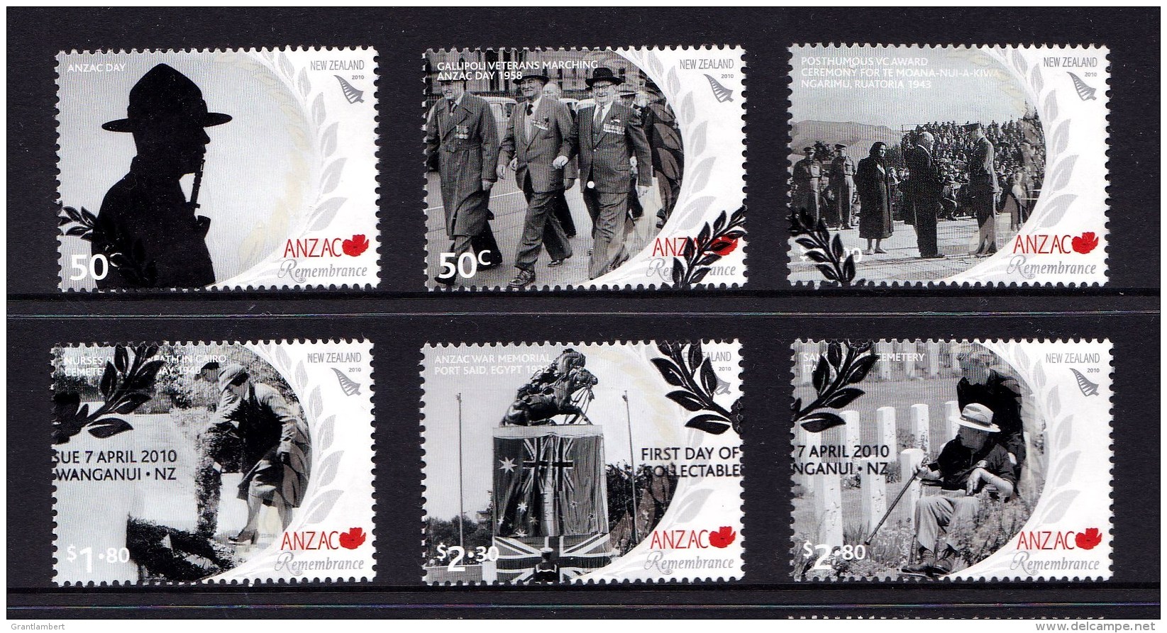 New Zealand 2010 ANZAC Remembrance Set Of 6 Used - Gebraucht