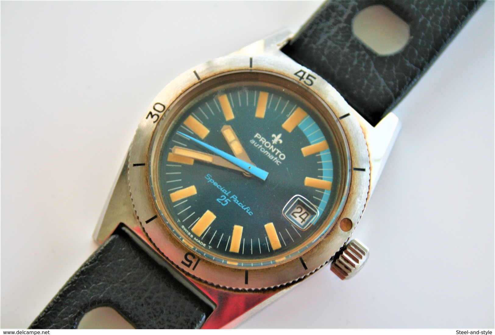 watches : PRONTO AUTOMATIC SPECIAL PACIFIC 25 WITH TROPIC SPORT - original with original BOX AND PAPERS - running -