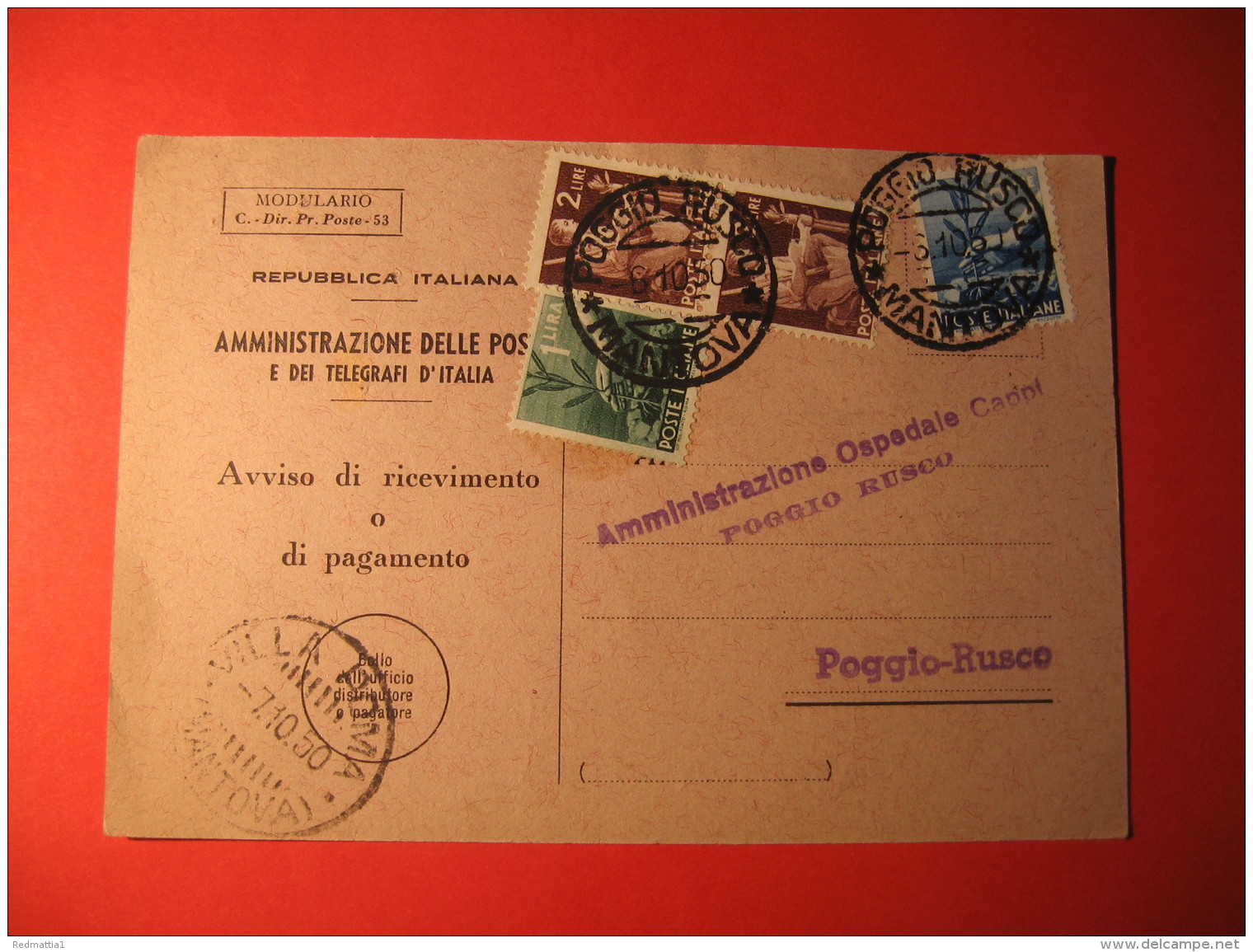 AMMINISTRAZIONE DELLE POSTE E DEI TELEGRAFI REPUBBLICA ITALIANA     488 - 1946-60: Storia Postale