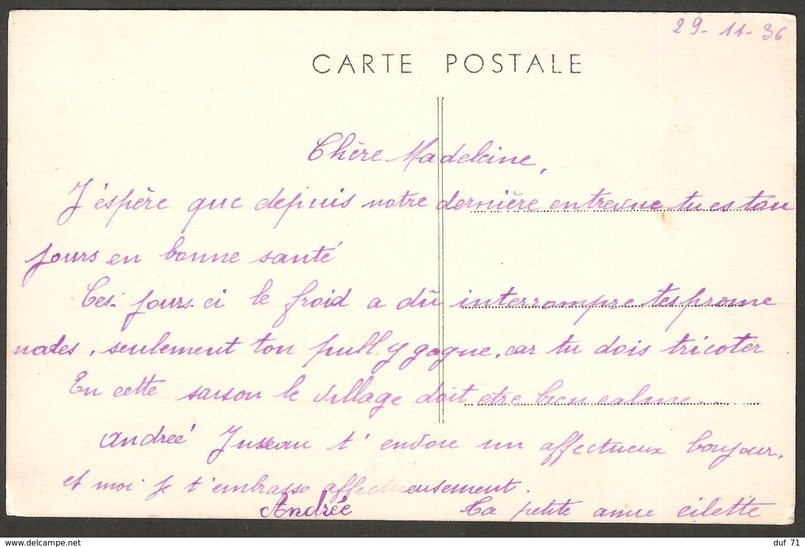 71 SAINT-GENGOUX-LE-NATIONAL école Libre De Jeunes Filles Photo Boury écrite 29 Novembre 1936 - Autres & Non Classés