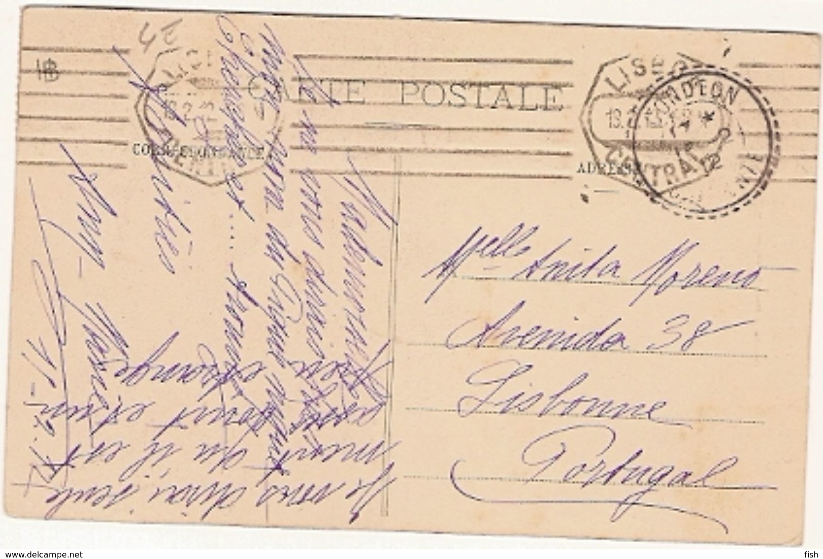 France & Circulated,  Place De Hotel-de Ville, Coutras, Condeon, Lisboa 1910 (9780) - Denkmäler