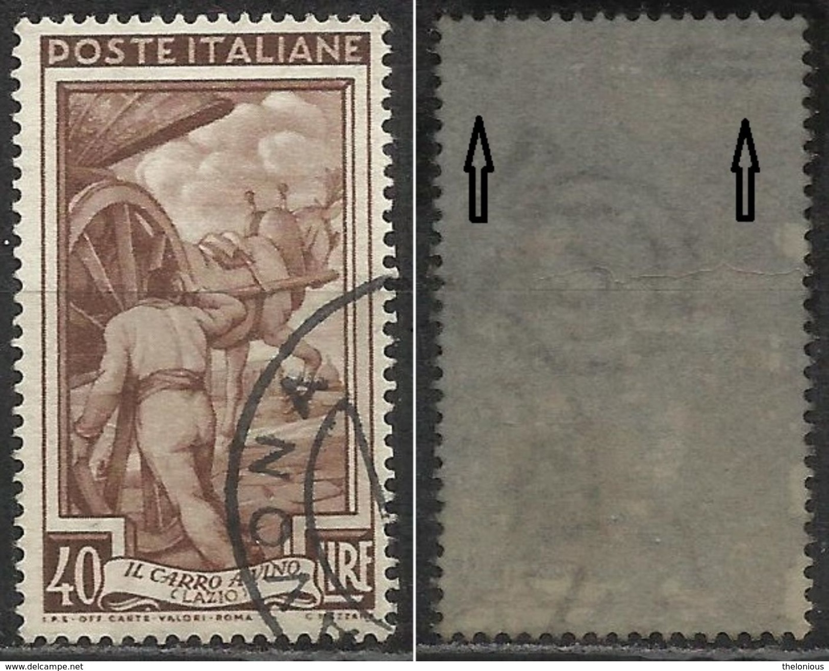 # Filigrana Lettere Alta 5/10 - 40 Lire Ruota 1° SA Italia Al Lavoro - 1946-60: Usati