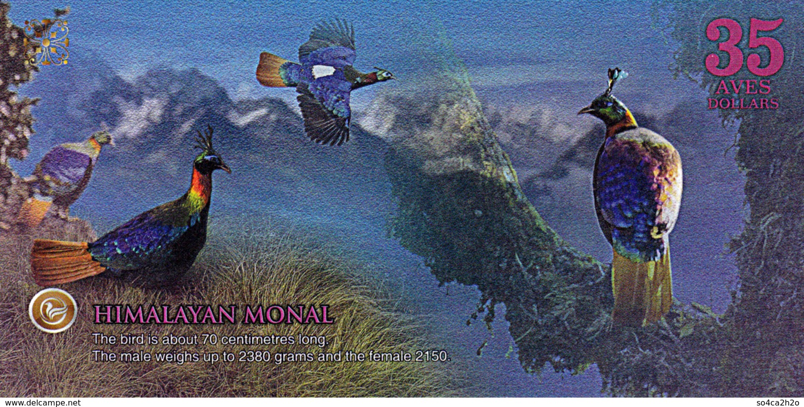 ATLANTIC FOREST 35 AVES DOLLARS Décembre  2017 UNC Himalayan Monal - Specimen