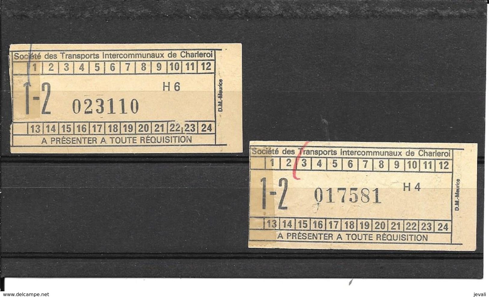 Tramways Tickets STIC ( Société Des Transports Intercommunaux De CHARLEROI ) - Europe