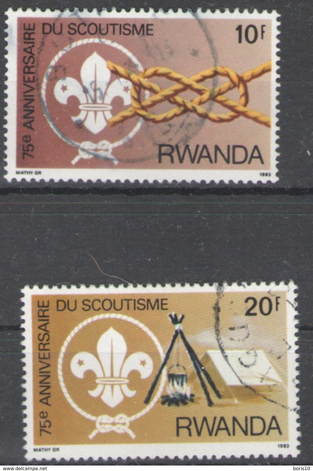 Rwanda Used 1983 The 75th Anniversary Of Scout Movement - Gebraucht