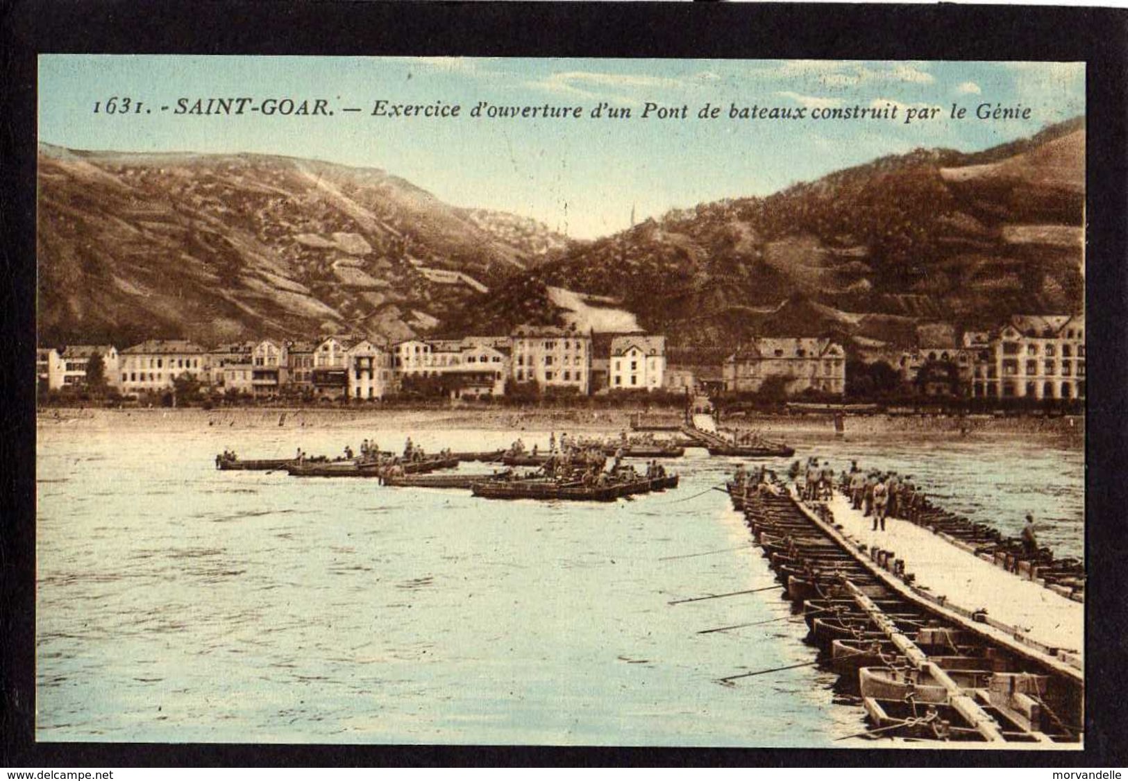 CPA - SAINT-GOAR - Exercice D'ouverture D'un Pont De Bateaux Construit Par Le Génie - - St. Goar