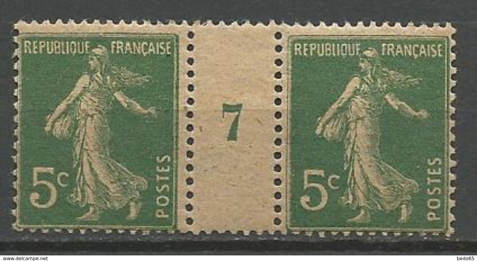 FRANCE MILLESIME 7 PAPIER GC DU N° 137 NEUF* TRACE DE CHARNIERE TB / MH - Millésimes