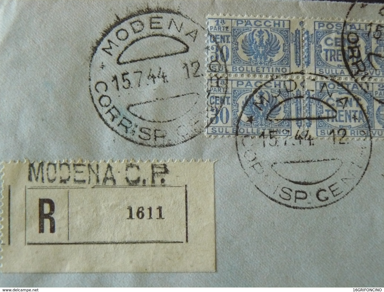BEAUTIFUL LETTER 15-7-1944 WITH DIFFERENTS POSTAGESTAMPS " USED TARDY " HIGH VALUE..//..ALTO VALORE USI TARDIVI + G.N.R - Poststempel
