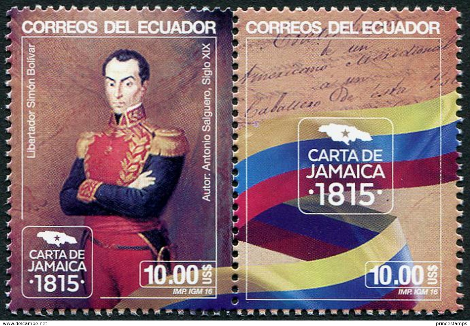 Ecuador (2016) - Set -   /  Simon Bolivar - Carta De Jamaica - Historia - History - Ecuador