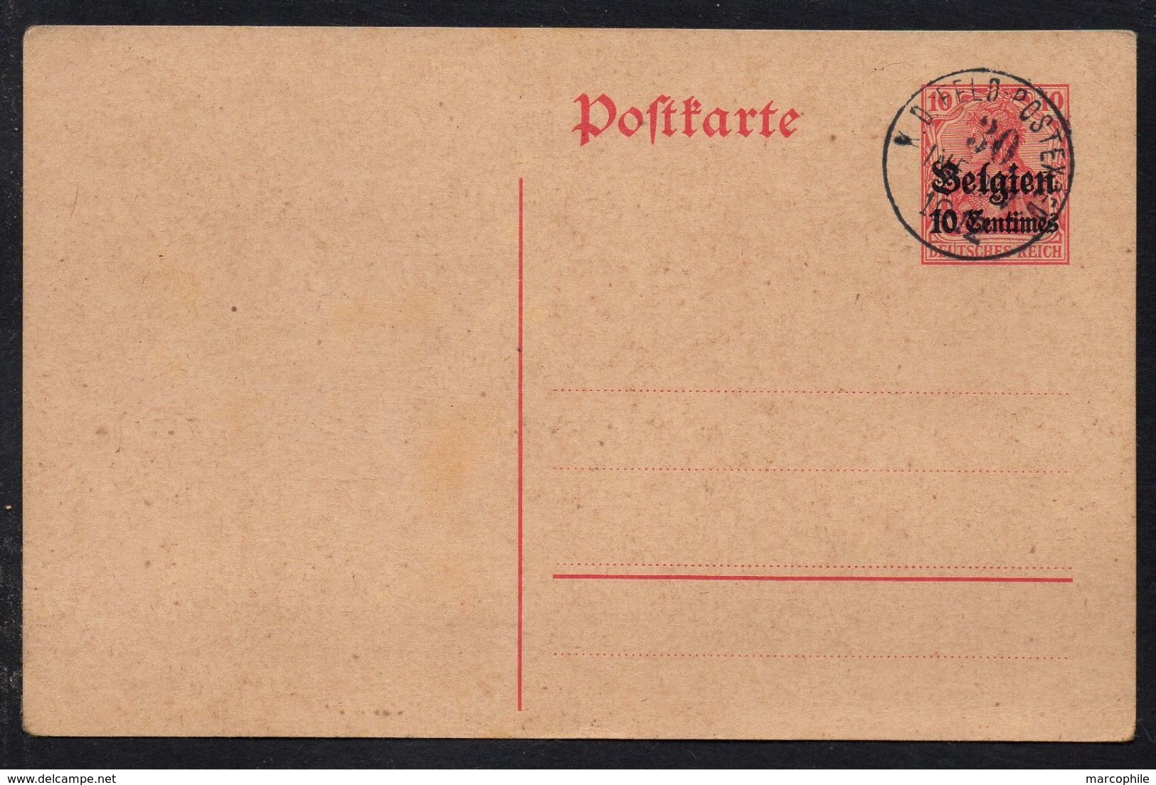 K. D. FELDPOSTEXPED / 1912 OBLITERATION SUR ENTIER POSTAL SURCHARGE (ref LE1867) - German Occupation