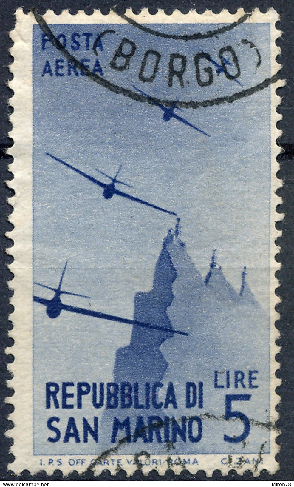 Stamp SAN MARINO 1946 Used - Posta Aerea