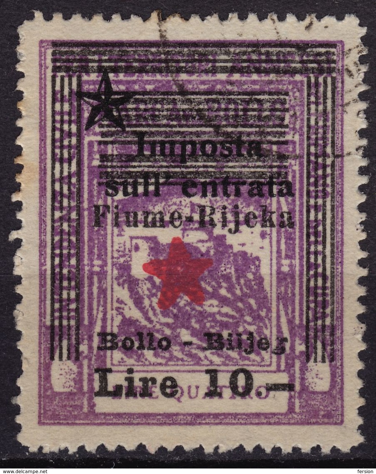1945 - Istria Istra / Rijeka Fiume CROATIA - Yugoslavia Italy Occupation - Revenue Tax Stamp - Overprint - Joegoslavische Bez.: Istrië