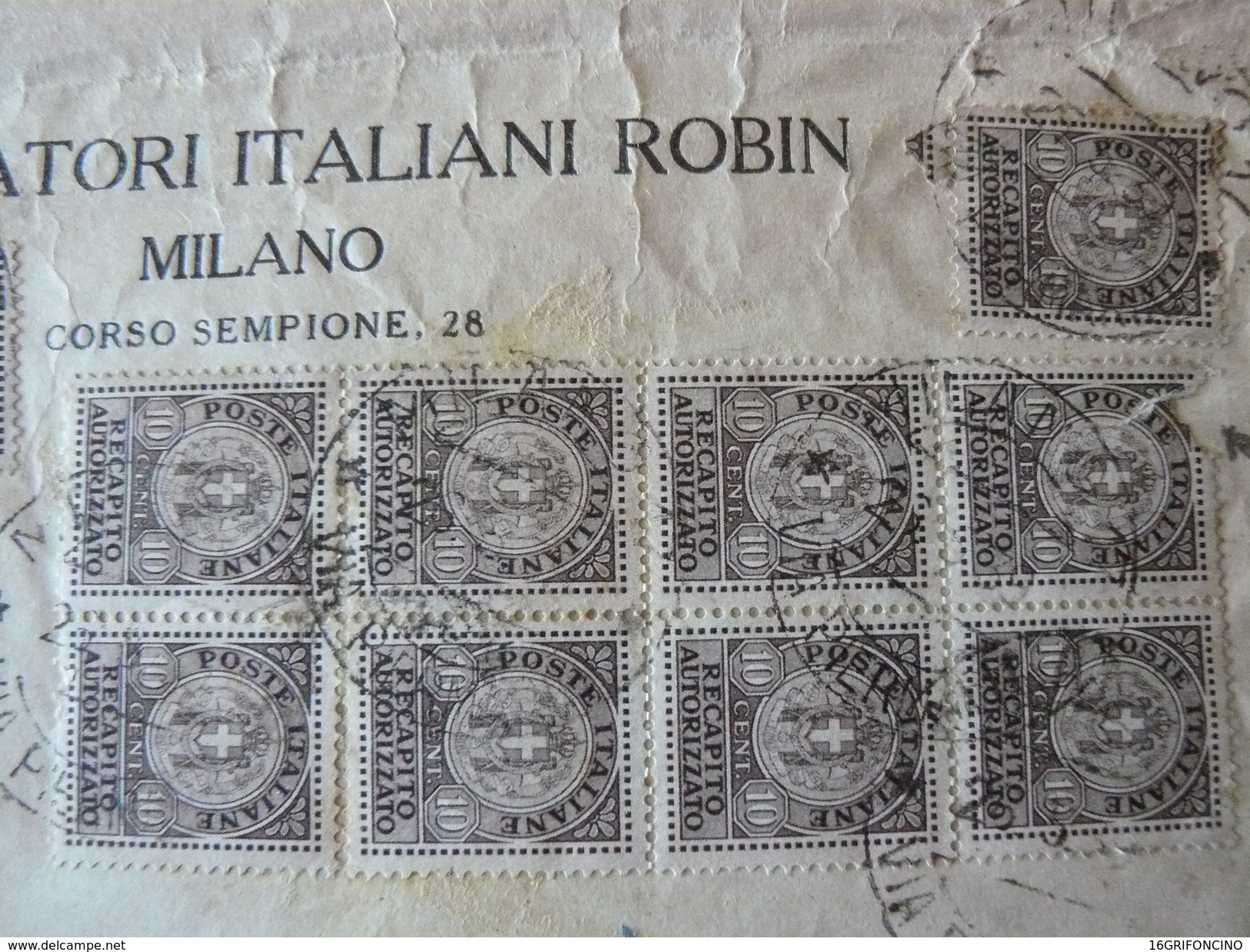 1939 LETTER OF " RECAPITO AUTORIZZATO " WITH 15 POSTAGESTAMPS ..//..15 FRANCOBOLLI DI RECAPITO AUTORIZZATO DA 10 Cent. - Pacchi Postali