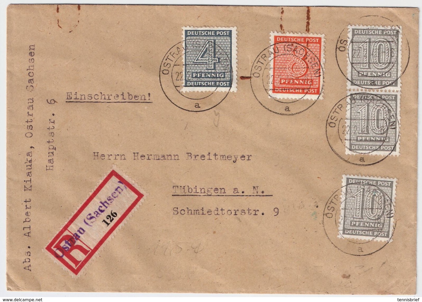 SBZ, 1946, Portogerechter Reko-Bf.  , #8792 - Storia Postale