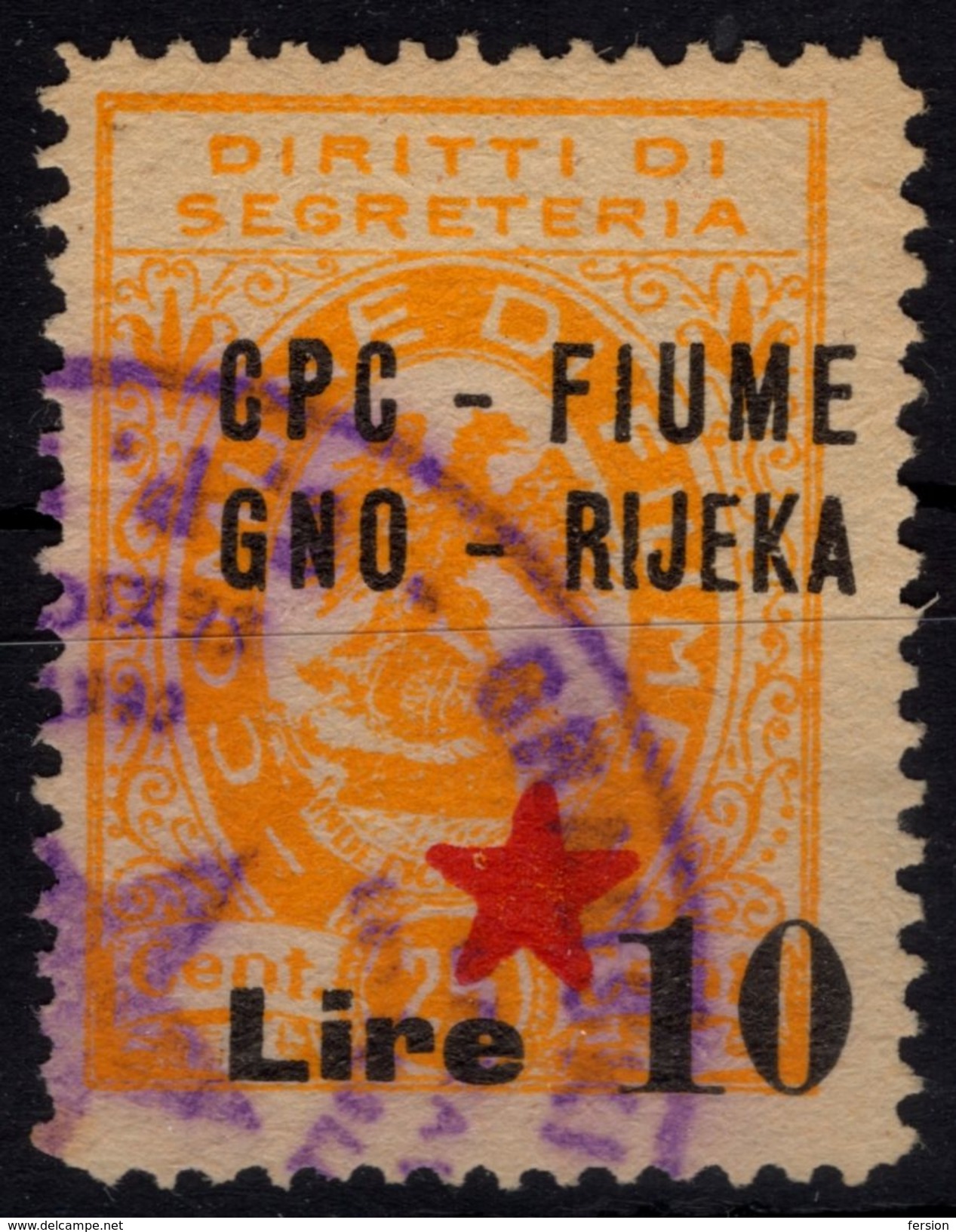 1945 - Istria Istra / Rijeka Fiume - Yugoslavia Occupation - Revenue Stamp - Overprint - Used CROATIA - Jugoslawische Bes.: Fiume