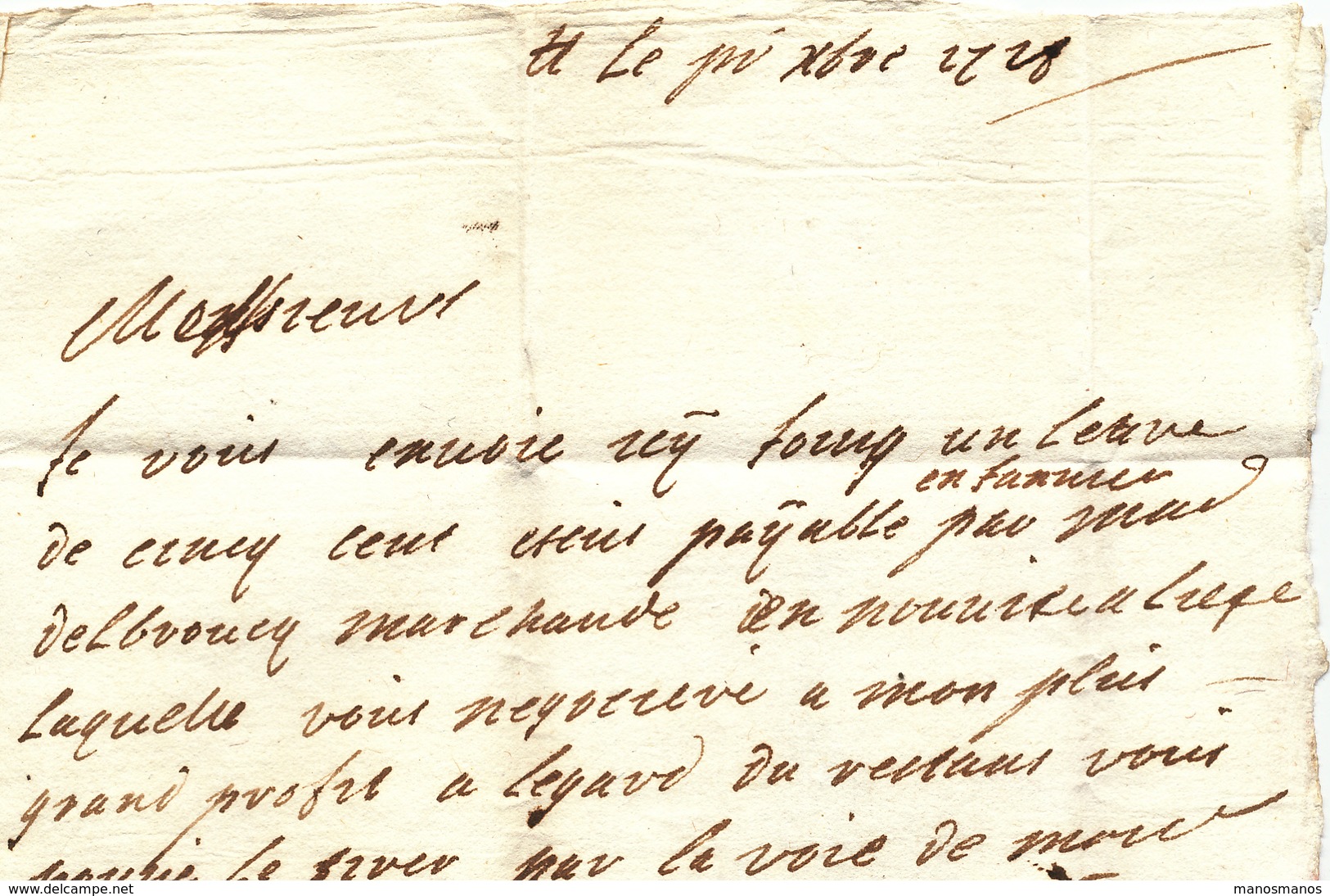 779/25 - Lettre Précurseur De DINANT(manuscrit Dinant) 1728 Vers Anvers - Port à La Craie IIII - Signée Honton - 1714-1794 (Paises Bajos Austriacos)