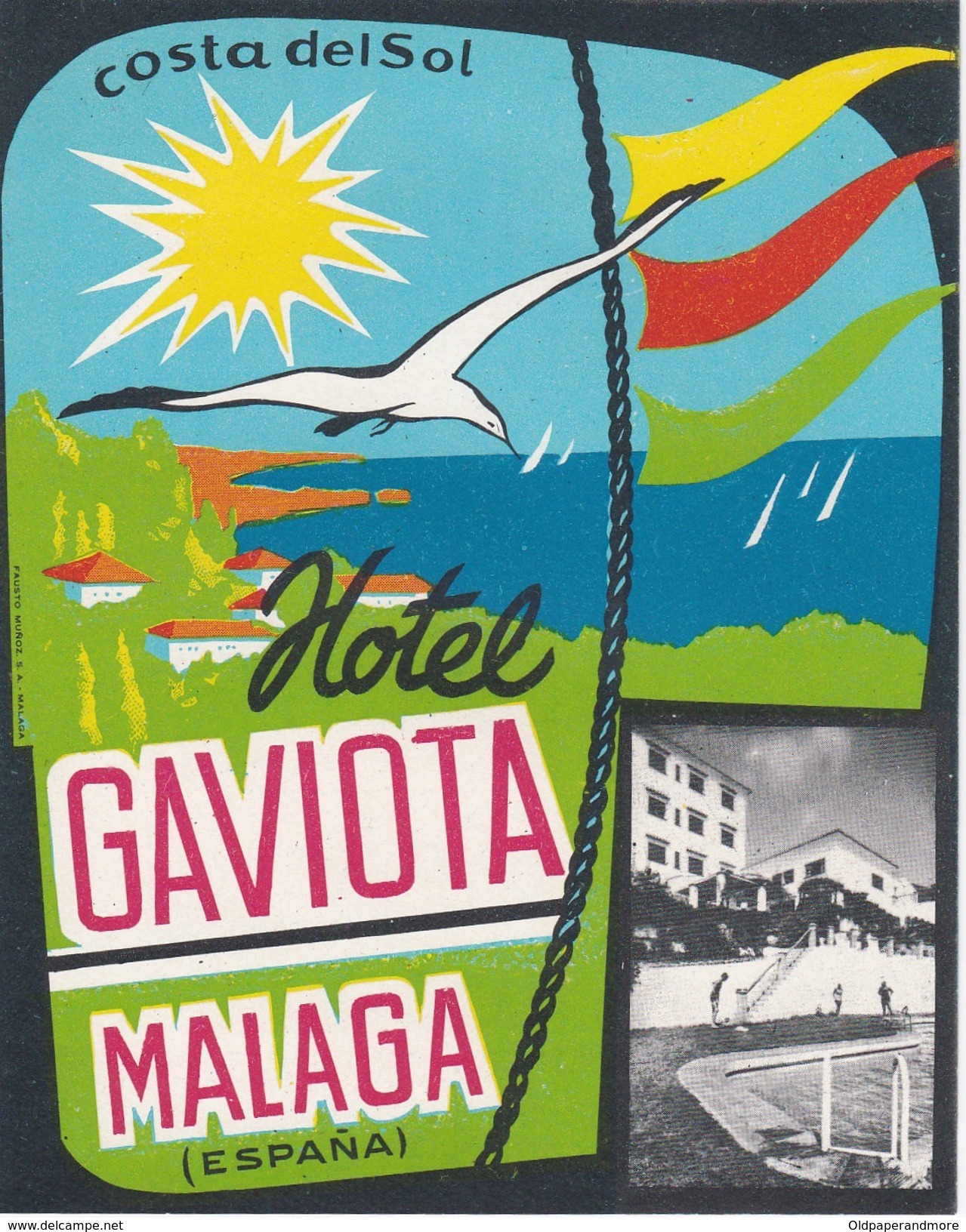 SPAIN ESPAÑA -  HOTEL LUGAGGE  LABEL - HOTEL GAVIOTA - MALAGA - Hotel Labels