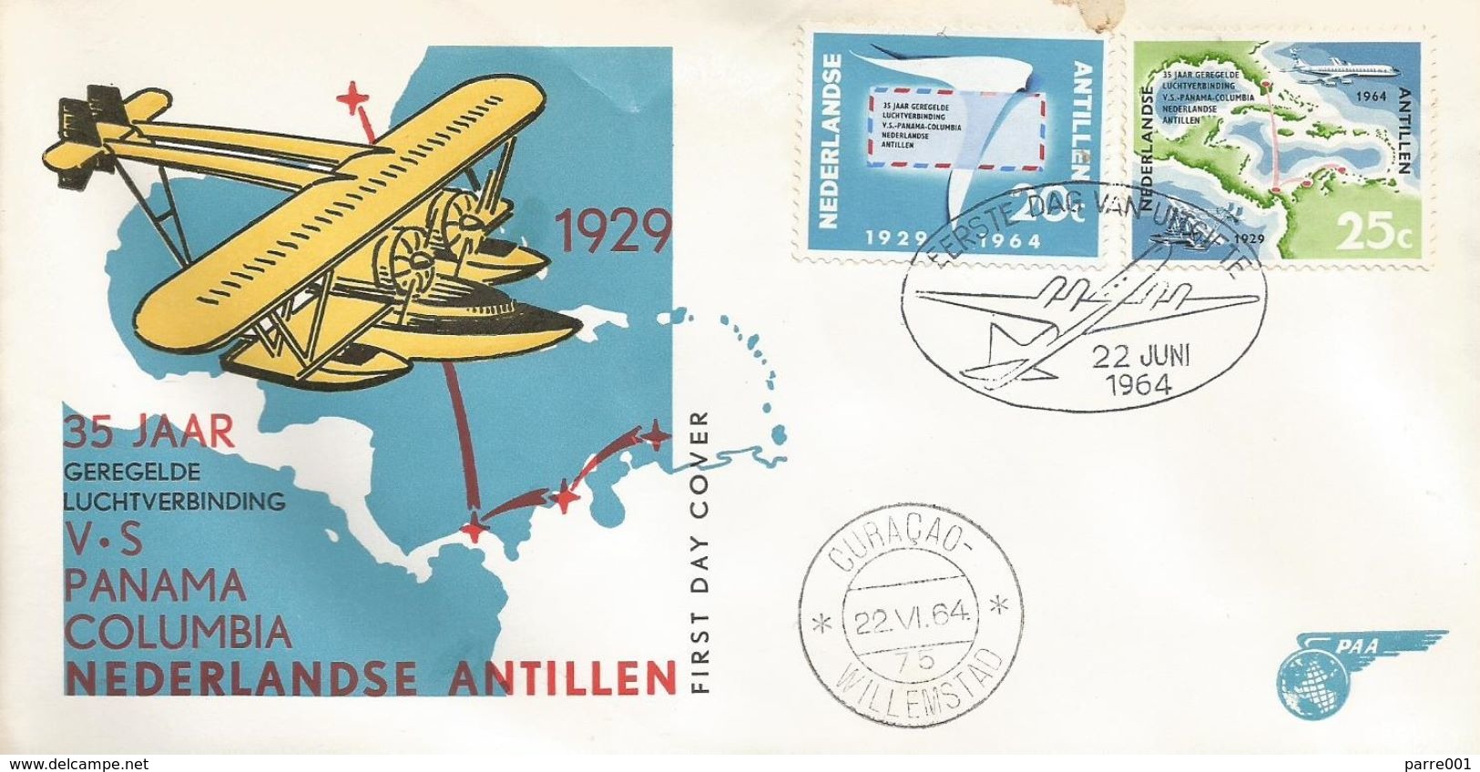 Netherlands Antilles 1964 Curacao Sykorsky S 38 Airplane PAA FDC Cover - Vliegtuigen