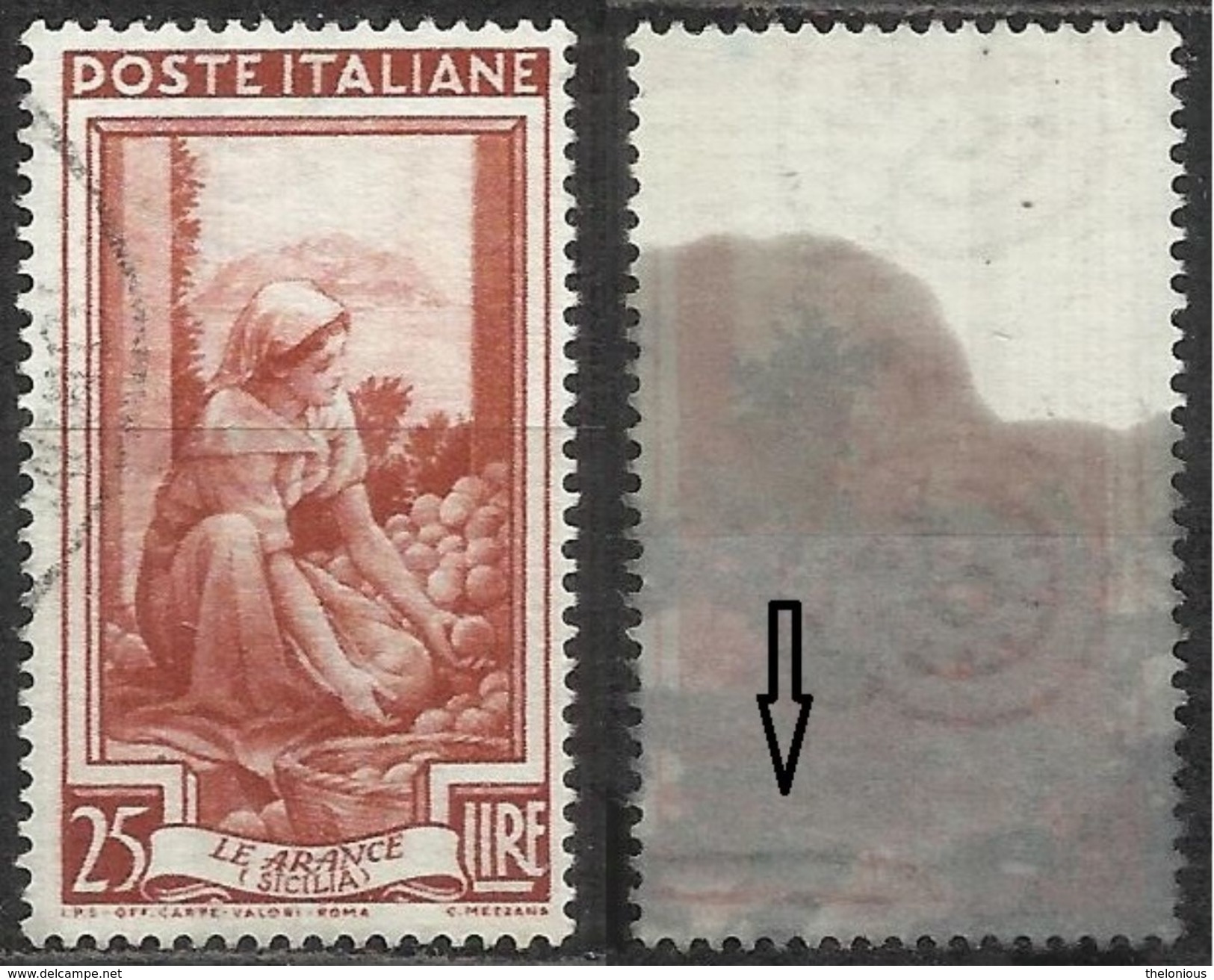 # Filigrana Lettere Bassa 5/10 - 25 Lire Ruota 3° SA Italia Al Lavoro - 1946-60: Usati