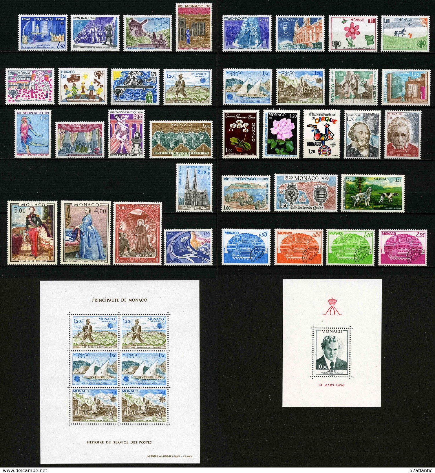 MONACO - ANNEE COMPLETE 1979 - YT 1175 à 1208 + PREO 62 à 65  + BF 16 Et 17 -  37 TIMBRES NEUFS ** + 2 BLOCS NEUFS ** - Full Years