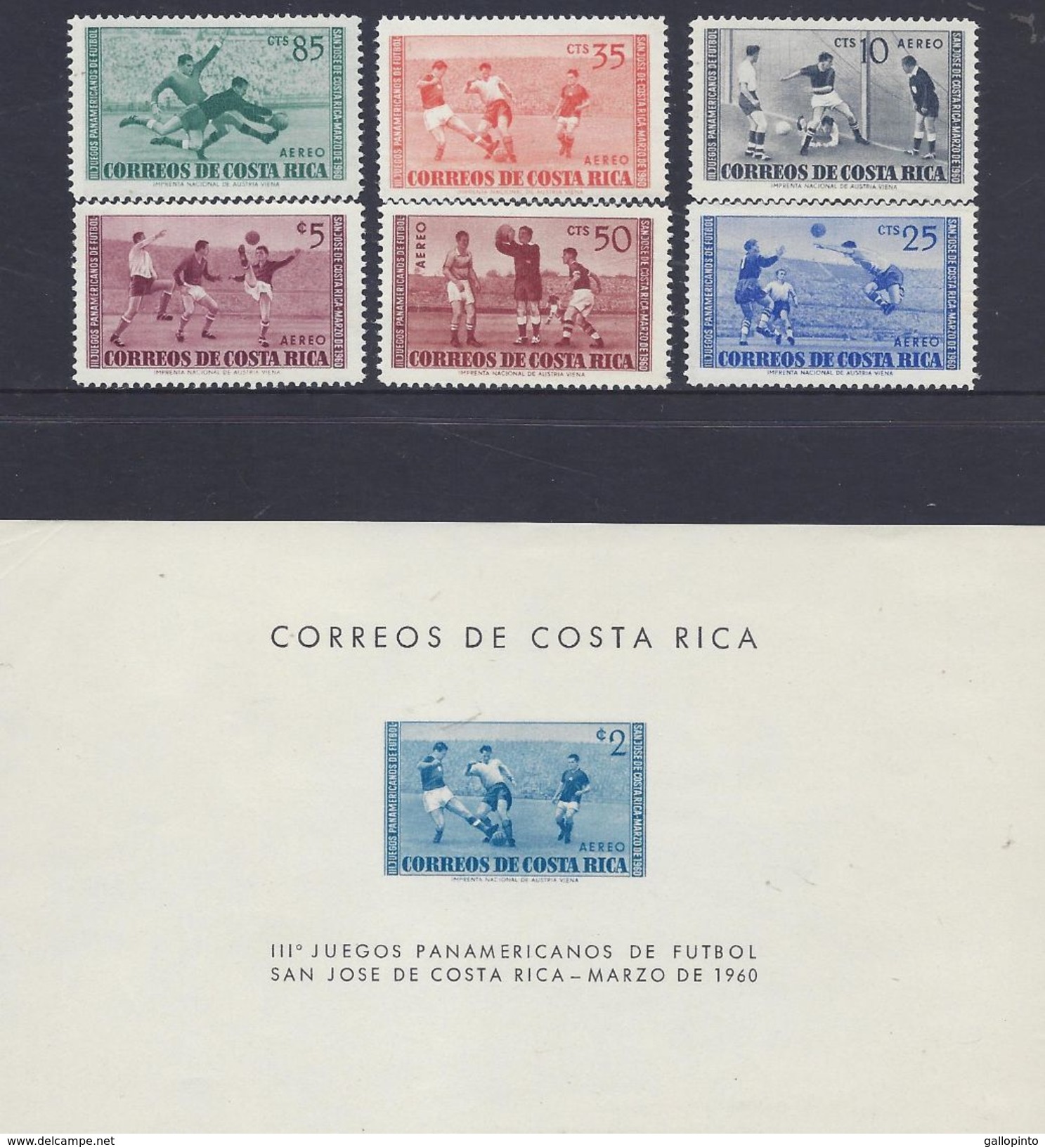 COSTA RICA PAN-AMERICAN SOCCER GAMES, SAN JOSE Sc C283-C289 MLH 1960 - Coupe D'Amérique Du Sud Des Nations