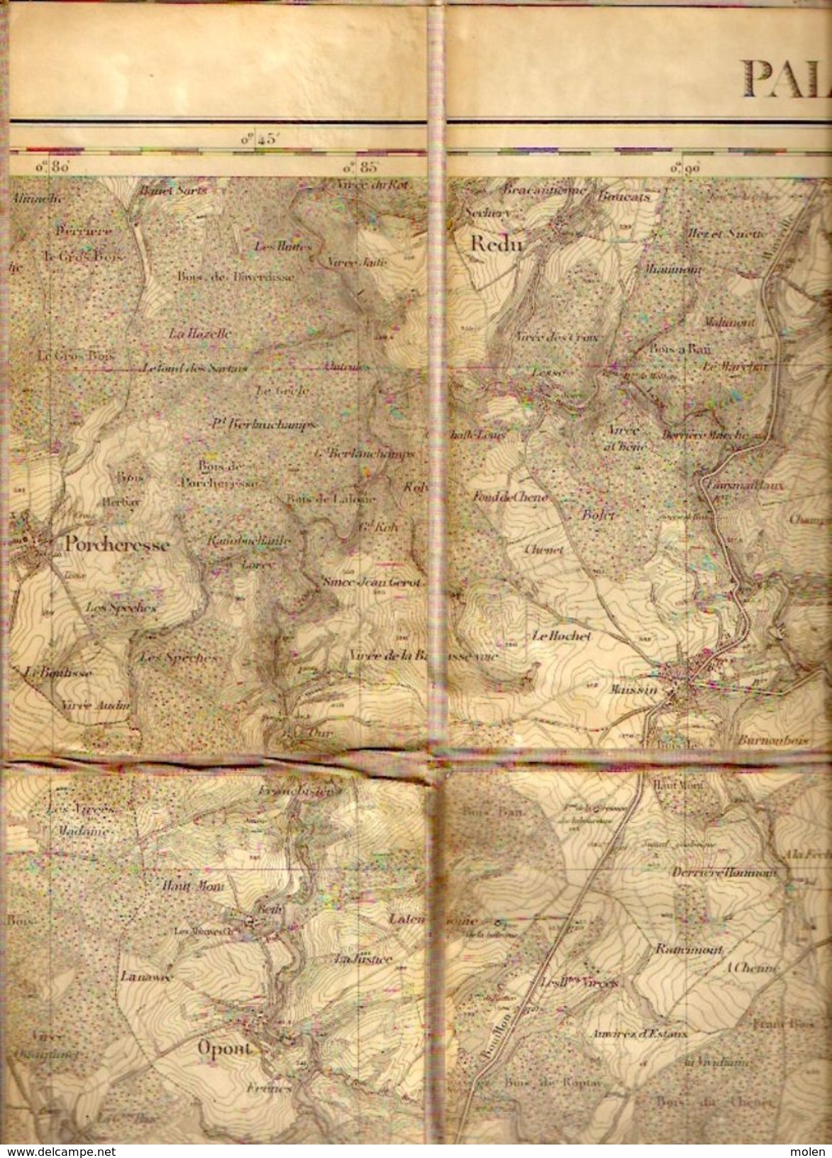 CARTE D ETAT MAJOR 64 Entoilée Situation 1869 PALISEUL LIBRAMONT-CHEVIGNY BERTRIX BIEVRE LIBIN GLAIREUSE REDU ANLOY Z953 - Paliseul