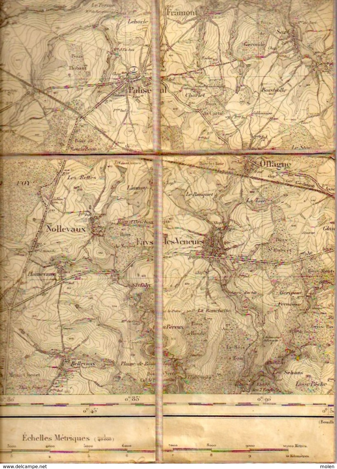 CARTE D ETAT MAJOR 64 entoilée Situation 1869 PALISEUL LIBRAMONT-CHEVIGNY BERTRIX BIEVRE LIBIN GLAIREUSE REDU ANLOY Z953