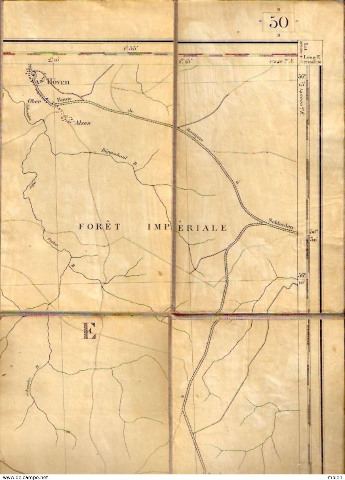 CARTE D ETAT MAJOR 50 Entoilée Situation 1872 STAVELOT MALMEDY WAIMES BUTGENBACH ELSENBORN ROBERTVILLE FAYMONVILLE Z954 - Stavelot