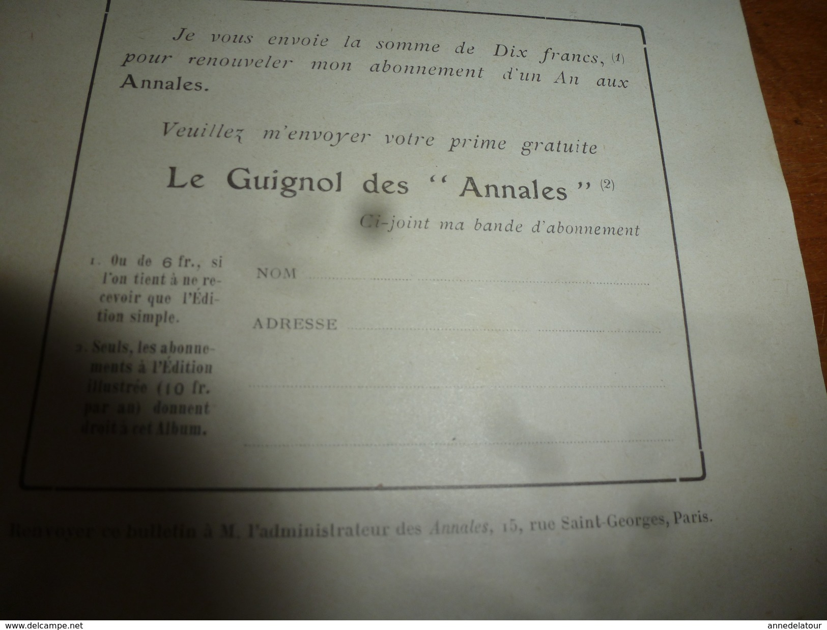 1905  Publicité Pour Abonnement Au GUIGNOL Des ANNALES - Publicités