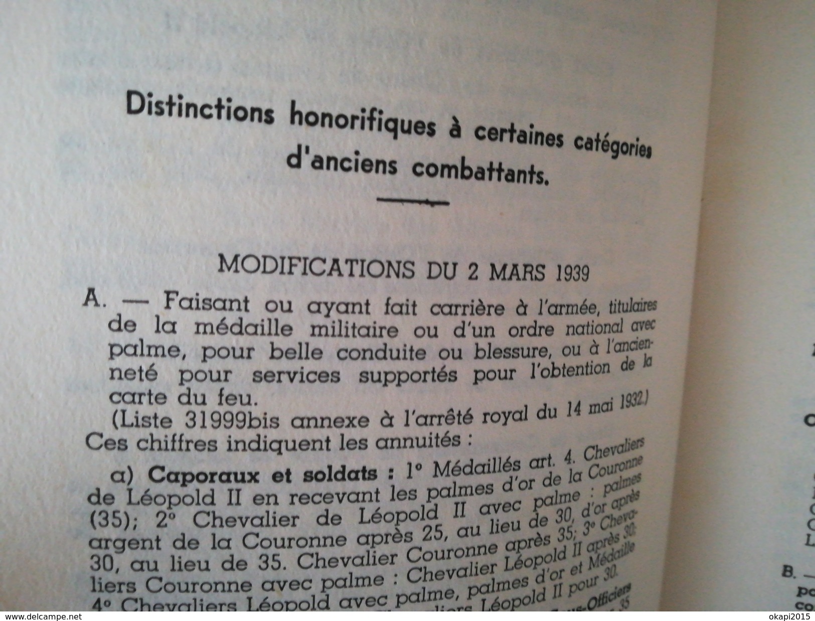 DE LA TOISON D OR À L ORDRE DE LEOPOLD  II   HISTOIRE DES ORDRES DÉCORATIONS  DISTINCTIONS  EN BELGIQUE -  ANNÉE 1939