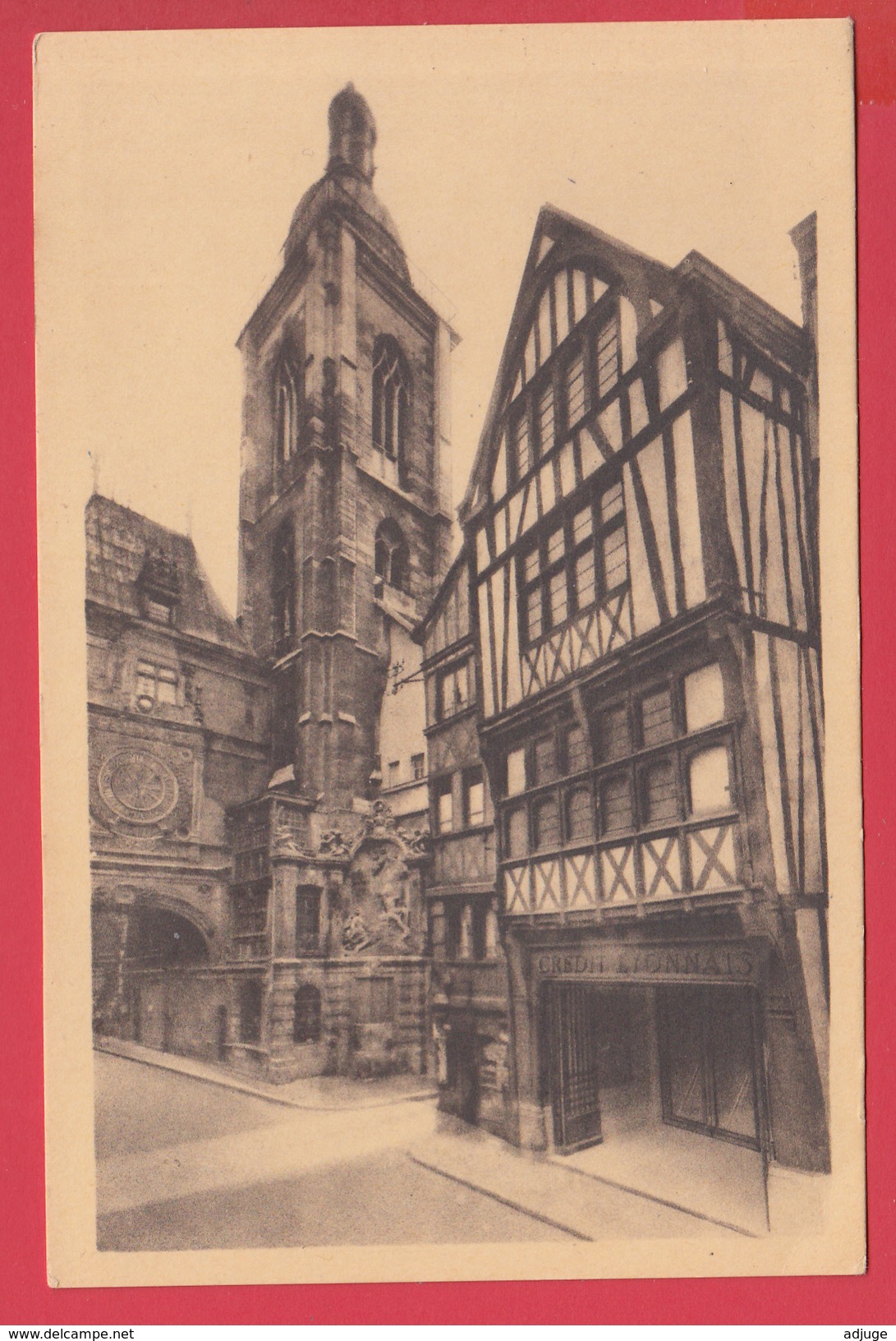 CPA 76  - ROUEN - Le CREDIT LYONNAIS - Rue Du GROS-HORLOGE _ TBE *2 SCANS - Rouen