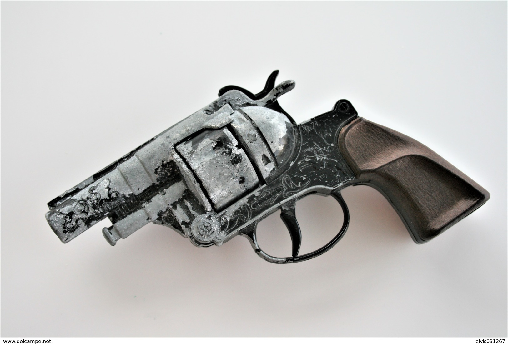 Vintage TOY GUN : GONHER N°74 - L=16cm - 19??s - Made In Spain - Keywords : Cap Gun - Cork - Rifle - Revolver - Pistol - Armes Neutralisées