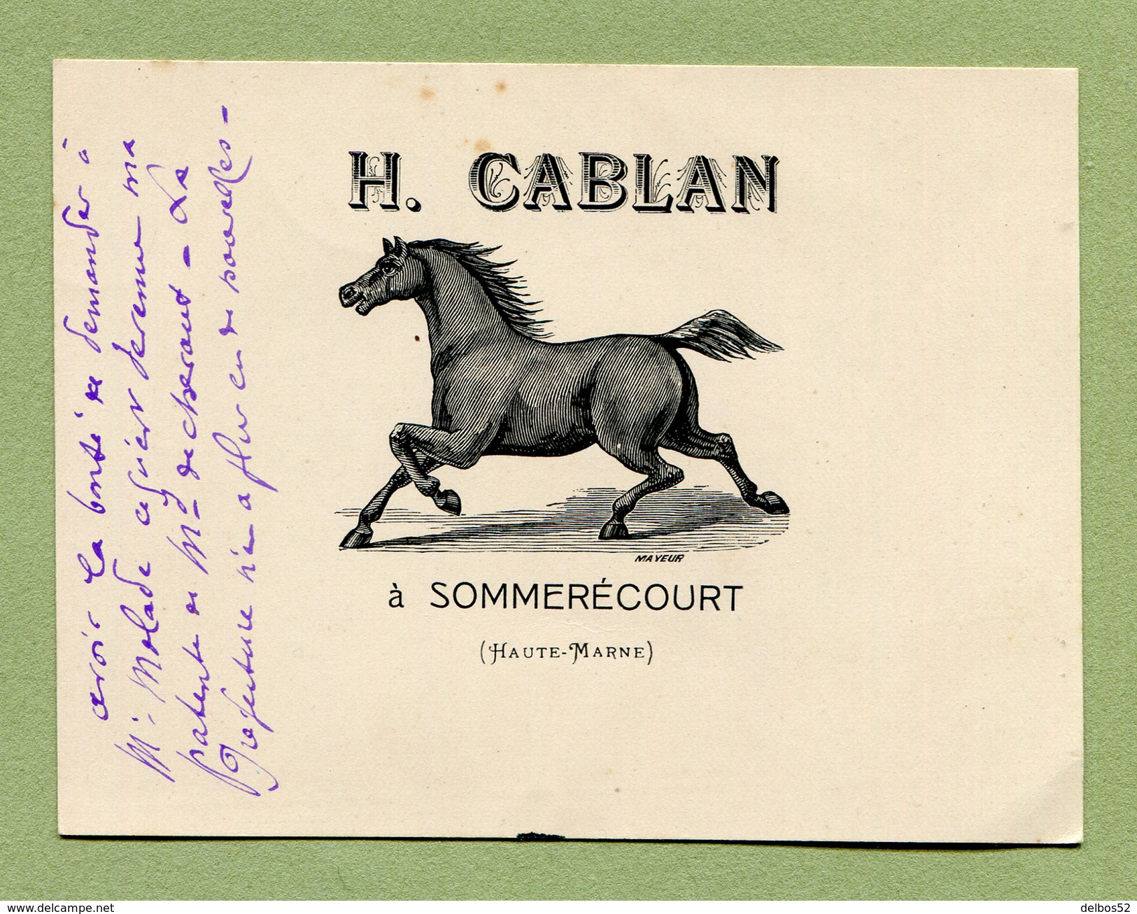 SOMMERECOURT  (52) : " HARAS De CHEVAUX  H. CABLAN "  (1914) - Autres & Non Classés