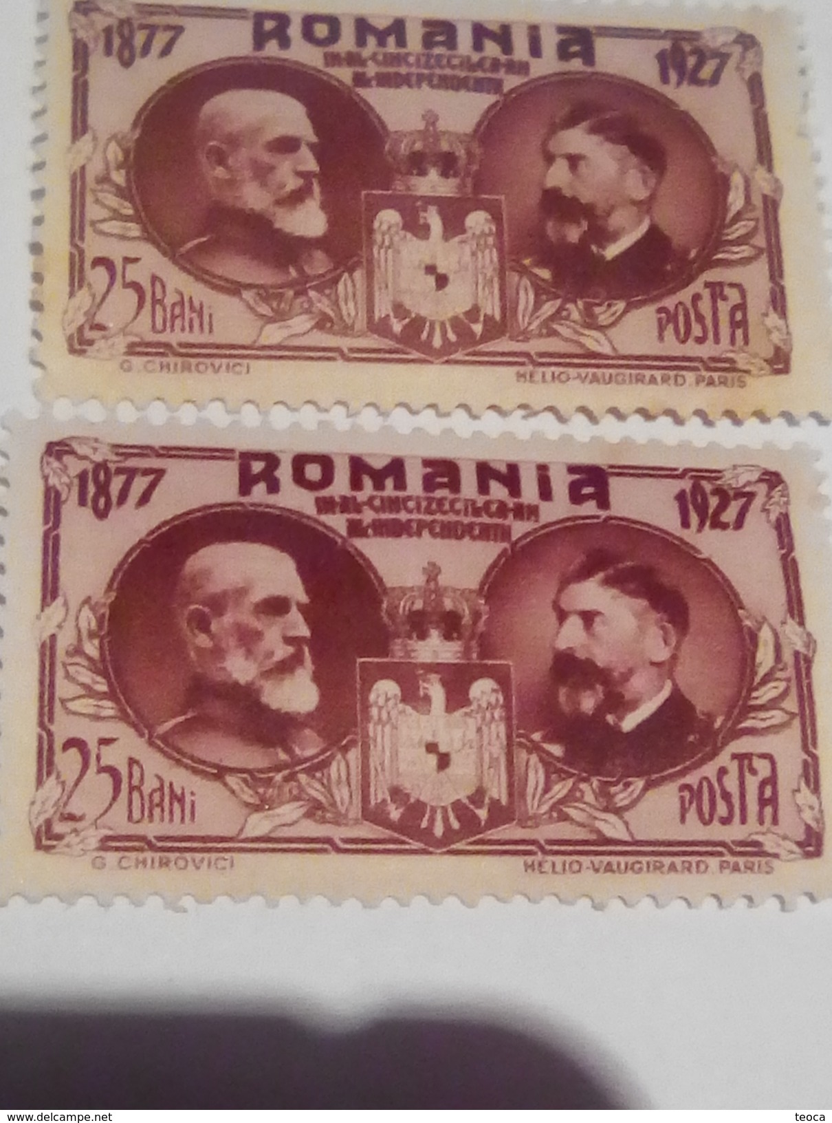 Errors KINGS CAROL I & FERDINAND ROMANIA 1927, , MI 208, Variety Errors , - Variétés Et Curiosités
