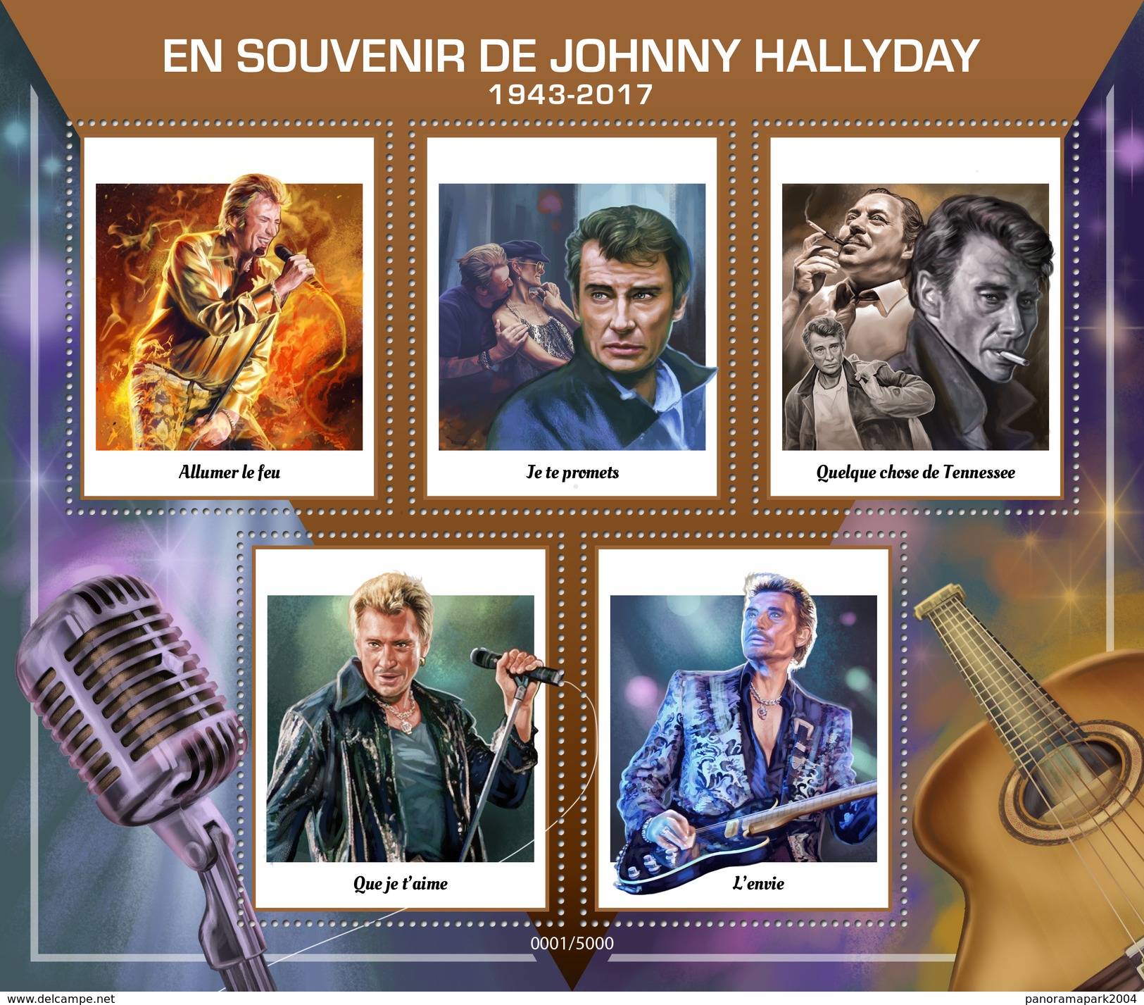 Vignettes Timbres Johnny Hallyday 1943 - 2017 Souvenir Hommage COLLECTOR 5000 Ex - Andere Producten