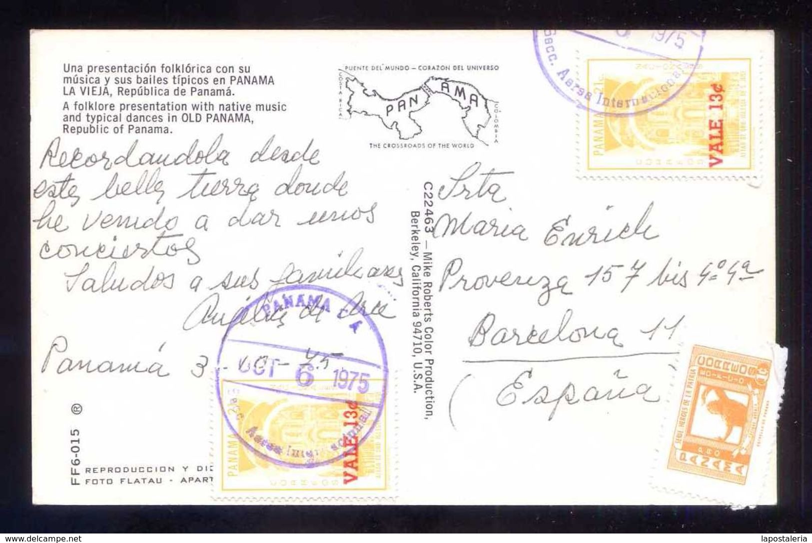 Panamá. Old Panamá. *Bailes Típicos...* Ed. M. Roberts Nº C-22463. Circulada 1975. - Panama