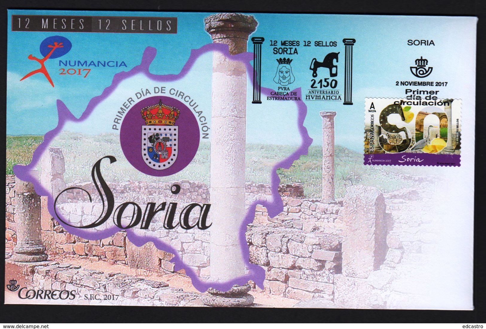 SPAIN ESPAGNE 2017 FDC SORIA 12 MONTHS 12 STAMPS - FDC