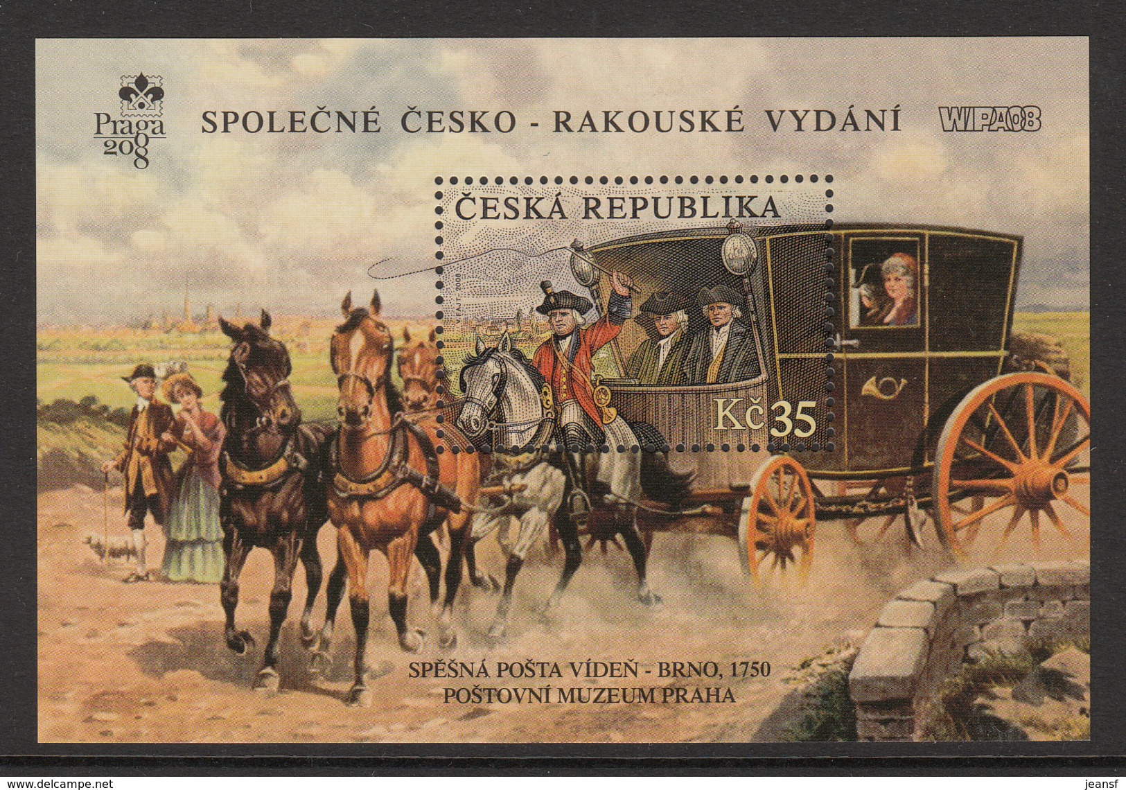 Czech Republic 2008 Mailcoach Painting By Schnorpfeil MNH - Hojas Bloque