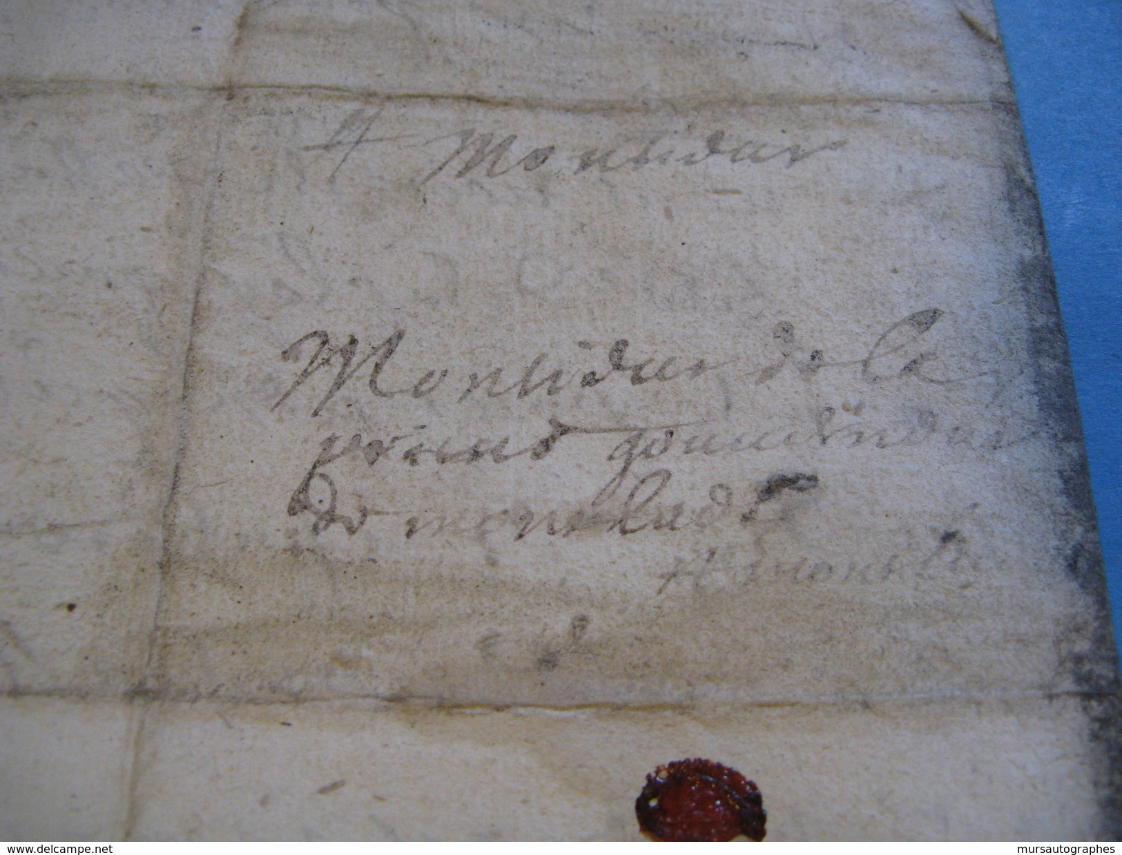 RARE LETTRE AUTOGRAPHE SIGNEE DE J.A. TRICAUD DE LA MOUTONNIERE 1655 LIEUTENANT GENERAL BAILLI DE BUGEY AIN - Autres & Non Classés