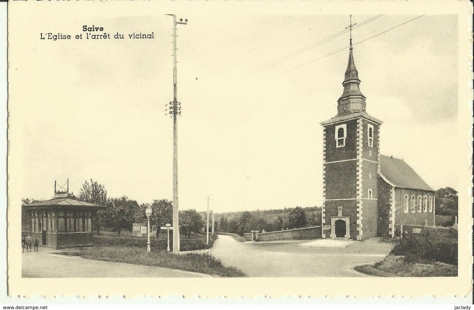 Saive -- L' Eglise Et L' Arrêt Du Vicinal.      (2 Scans) - Beyne-Heusay